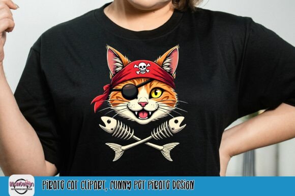 Pirate Cat Clipart, Funny Pet Pirate Design Graphic T-shirt Designs By BbowDesign