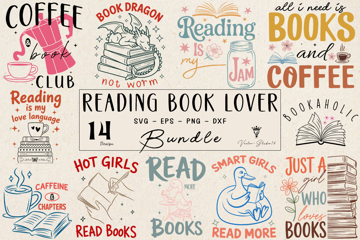Reading Book Lover SVG Bundle