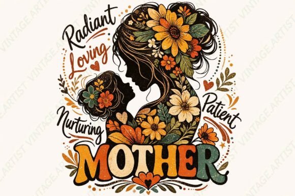 Retro Vintage Floral Mother's Day PNG