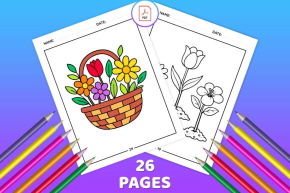 Spring Coloring Pages for Kids Printable Graphic by medelwardi ...
