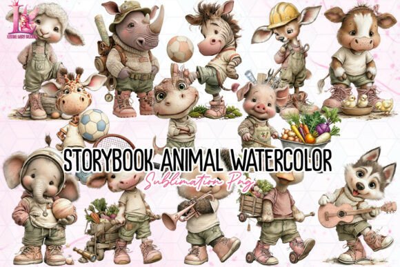 Storybook Animal Watercolor PNG