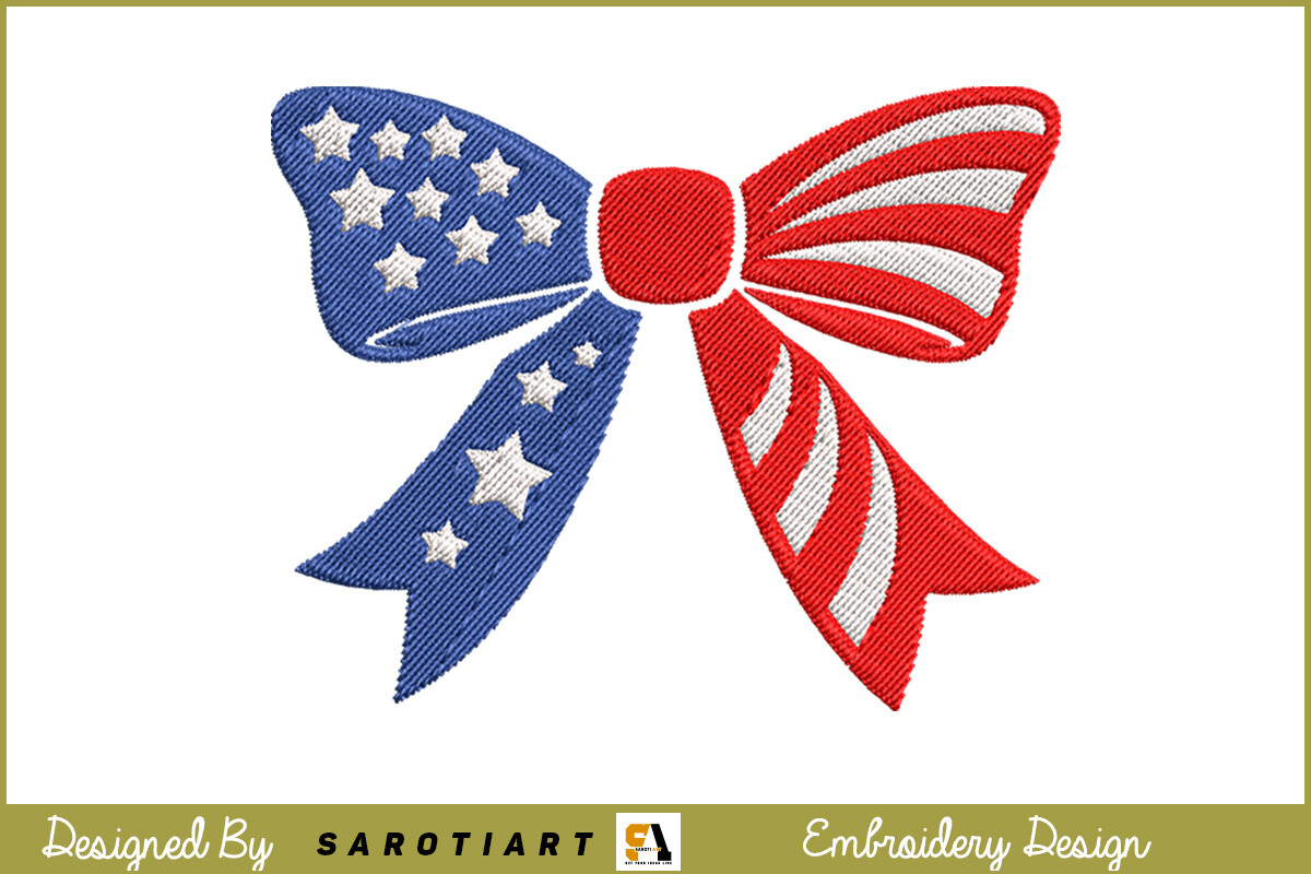 USA Bow Independence Day Embroidery
