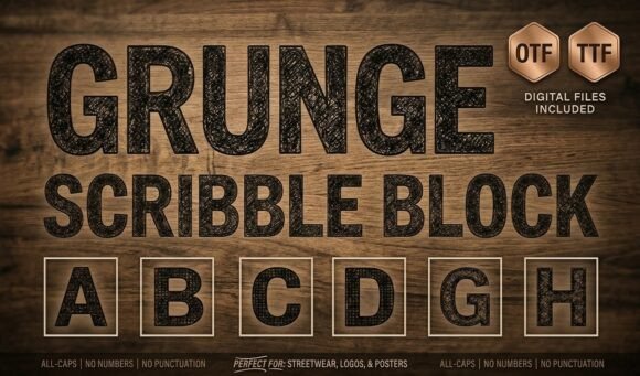 Grunge Scribble Block Font - Preview 1