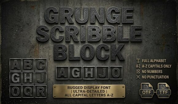 Grunge Scribble Block Font - Preview 2