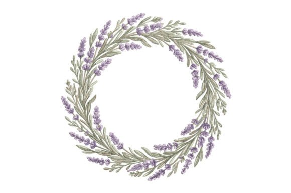 Lavender Floral Wreath Embroidery