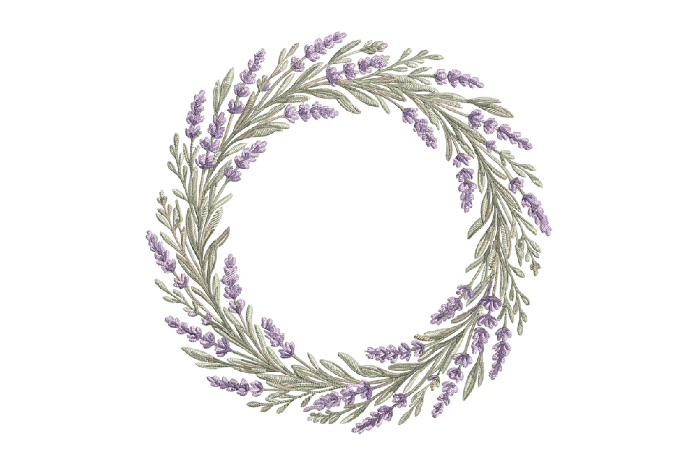 Lavender Floral Wreath Embroidery