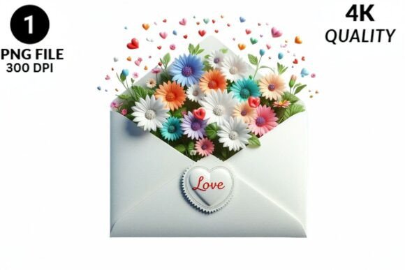Love Letter Flowers PNG Clipart