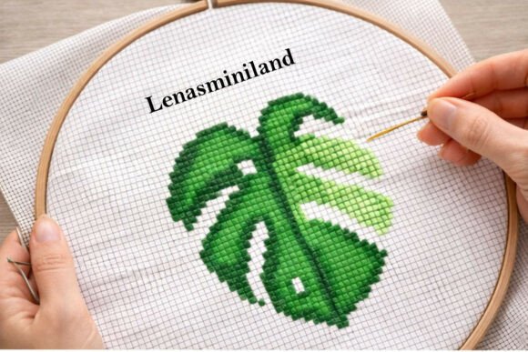 Monstera Leaf Cross Stitch Pattern