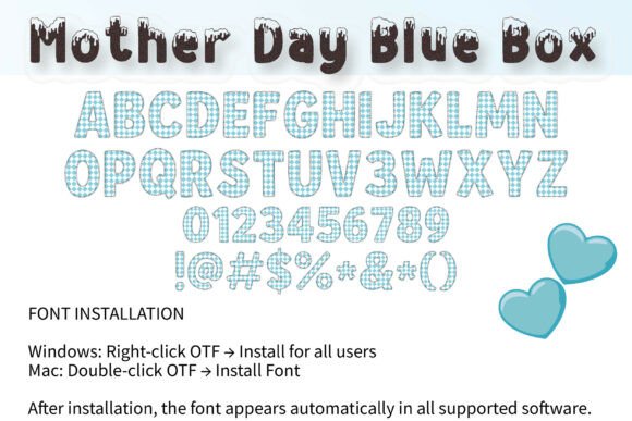 Mother Day Blue Box Font PNG with transparent background - Preview 3