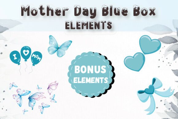 Mother Day Blue Box Font PNG with transparent background - Preview 4