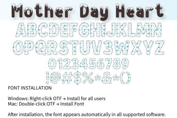Mother Day Heart Font PNG with transparent background - Preview 3