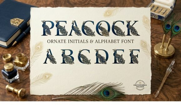 Peacock Ornate Font PNG with transparent background - Preview 1