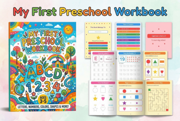 Preschool Learning Workbook Gráfico Pré-escola Por KDP Studio