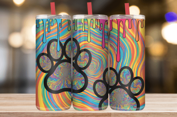 2 Paw Print Rainbow Pattern Designs & Graphics