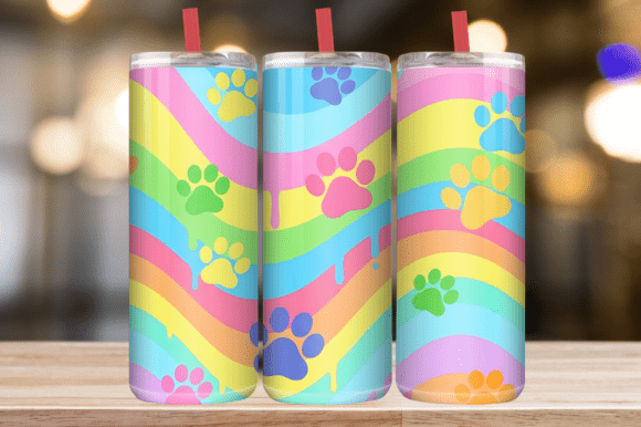 2 Paw Print Rainbow Pattern Designs & Graphics