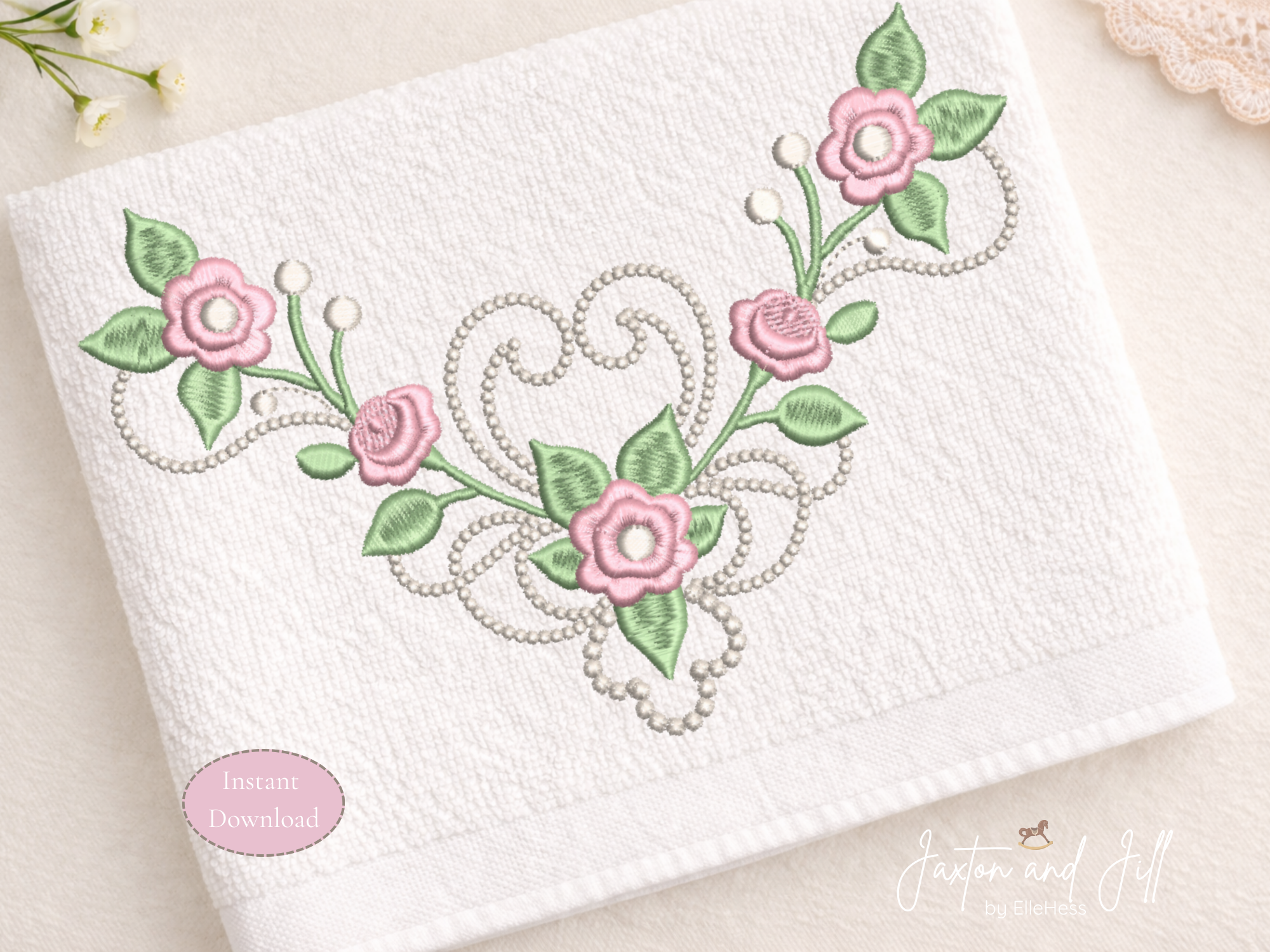 Rose Neckline Machine Embroidery Design