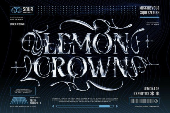 Shadow Chrome Font PNG with transparent background - Preview 1