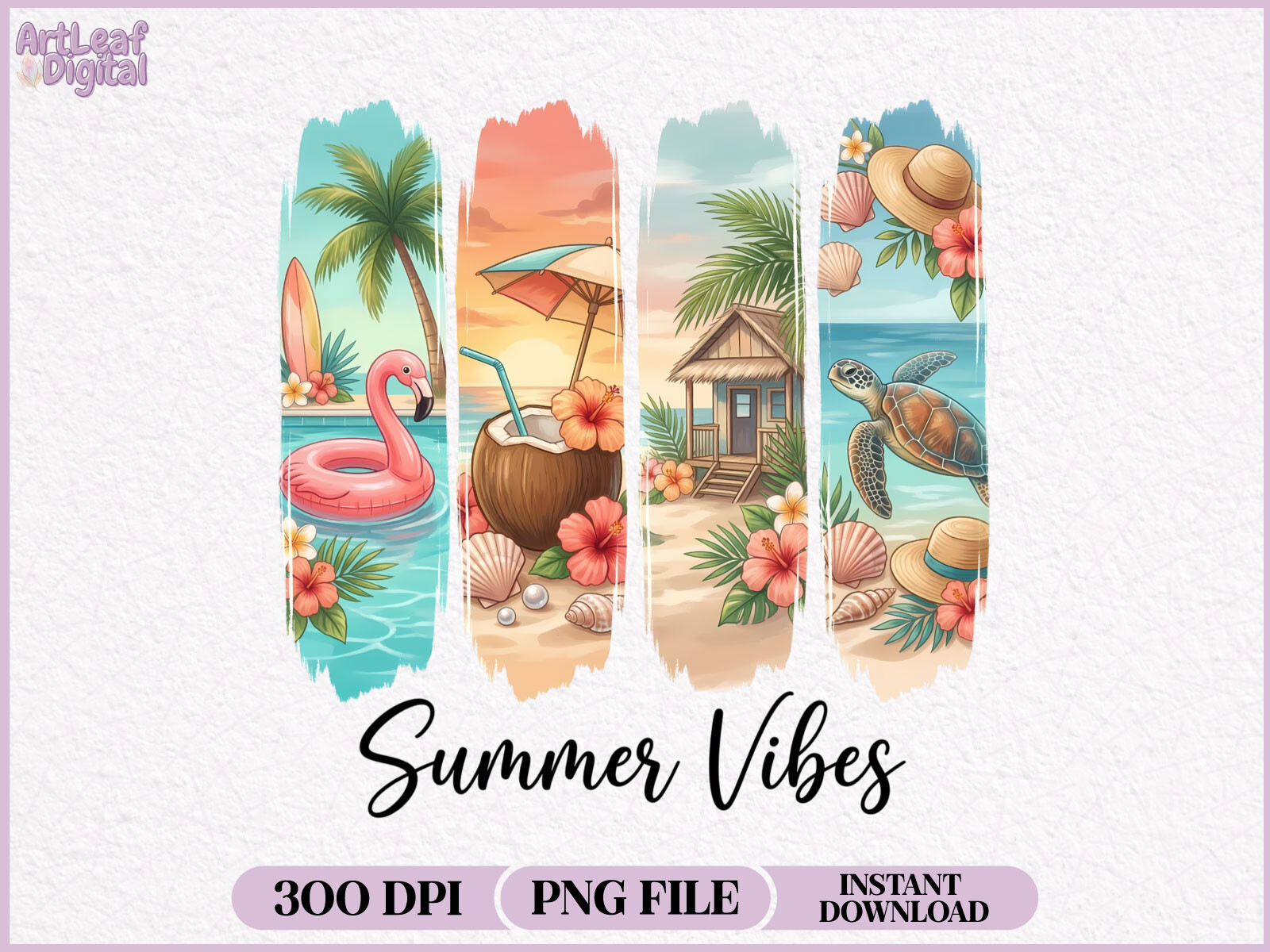 Summer Vibes Brushstroke PNG Graphic by Art Leaf Digital · Creative Fabrica