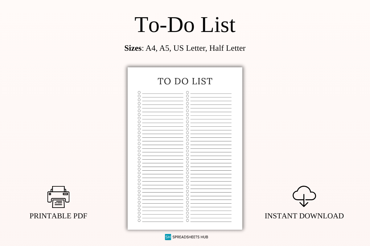 To Do List Simple Checklist Printable