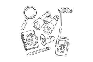 Vintage detective tools flat design vect