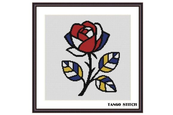 Abstract Geometric Rose Cross Stitch Art