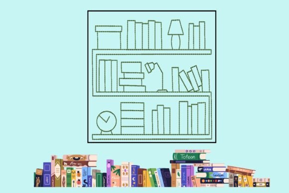 Bookshelf 1 Line Art - Six Sizes