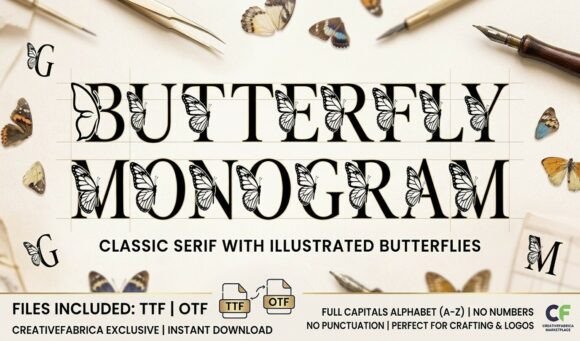 Butterfly Monogram Font - Preview 1