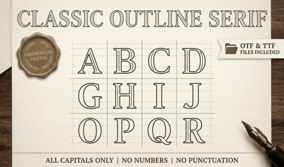 Classic Outline Serif Font - Preview 1