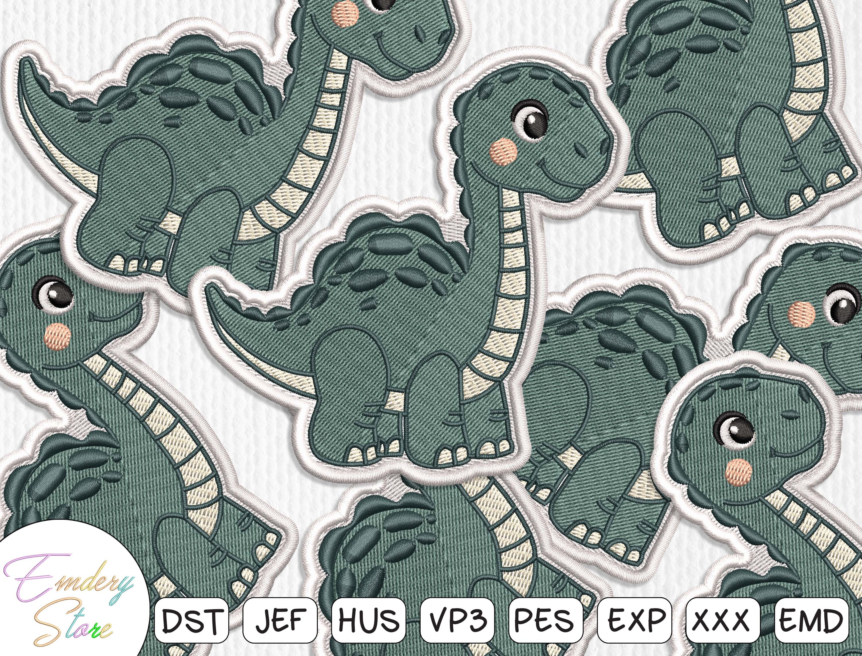 Cute Brontosaurus Dinosaur Embroidery