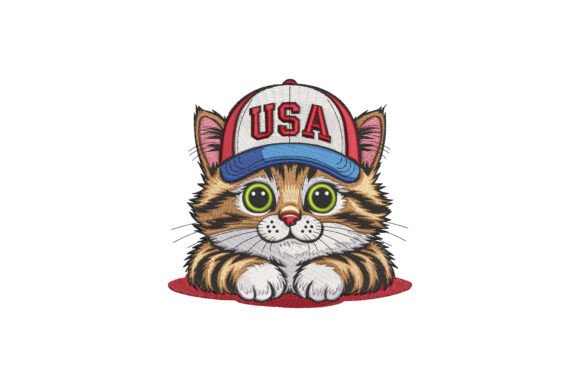 Cute Patriotic Cat USA Hat