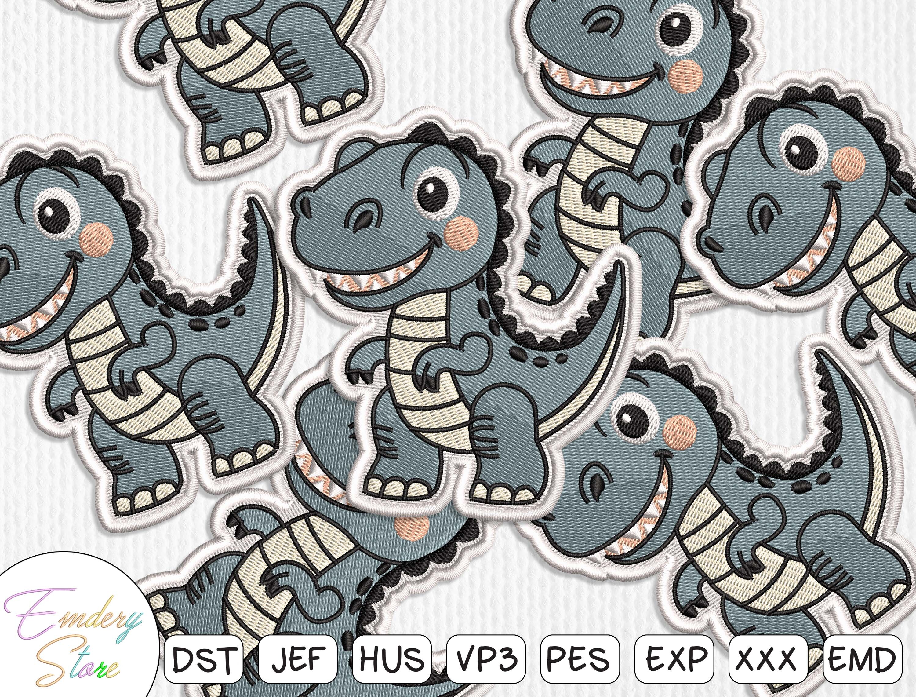 Cute T-Rex Dinosaur Embroidery Design