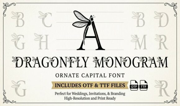 Dragonfly Monogram Font - Preview 1