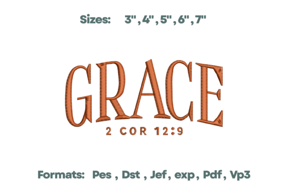 Grace 2 Cor 12:9 Bible Embroidery