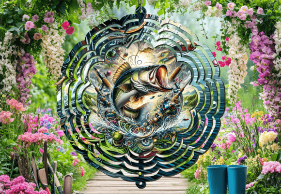 Large Mouth Bass Lake Wind Spinner PNG Grafik Plotterdateien Von Trendy Bee