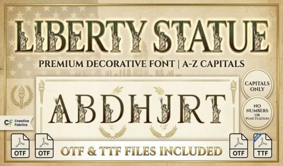 Liberty Statue Font PNG with transparent background - Preview 1