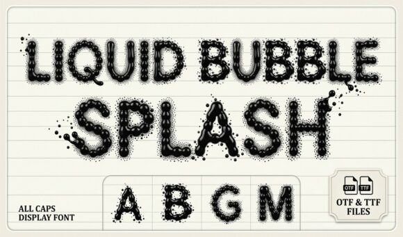 Liquid Bubble Splash Font PNG with transparent background - Preview 1