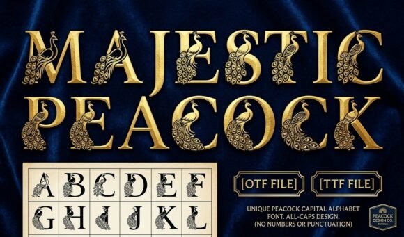 Majestic Peacock Font PNG with transparent background - Preview 1