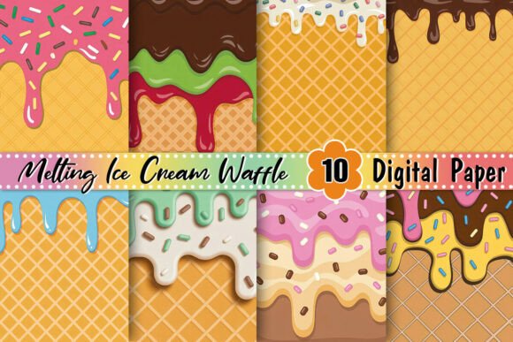 Preview of Melting Ice Cream Waffle Background