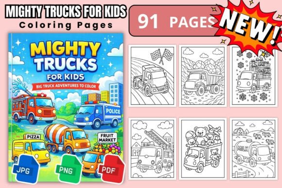 Mighty Trucks for Kids Coloring Pages