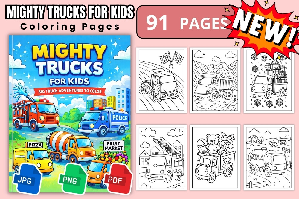 Mighty Trucks for Kids Coloring Pages