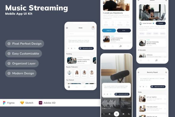 Music Streaming Mobile App UI Kit