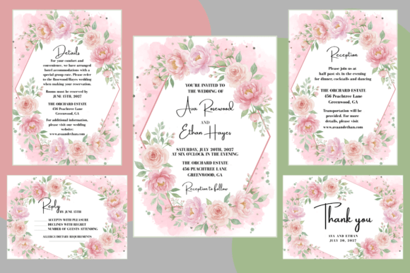 Pink Splash Floral Wedding Invitation