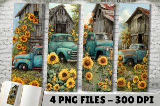 Rustic Teal Truck Sunflower Bookmarks