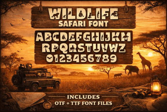 Safari Friends Font PNG with transparent background - Preview 1