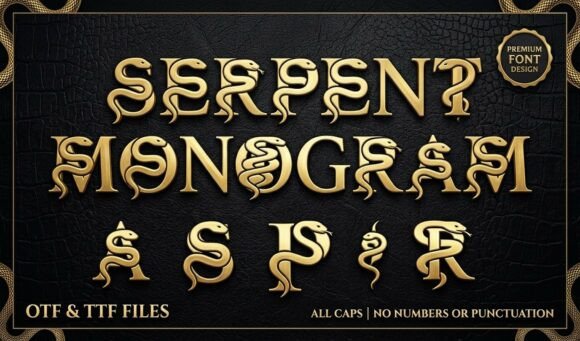 Serpent Monogram Font PNG with transparent background - Preview 1