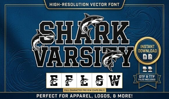 Shark Varsity Font PNG with transparent background - Preview 1