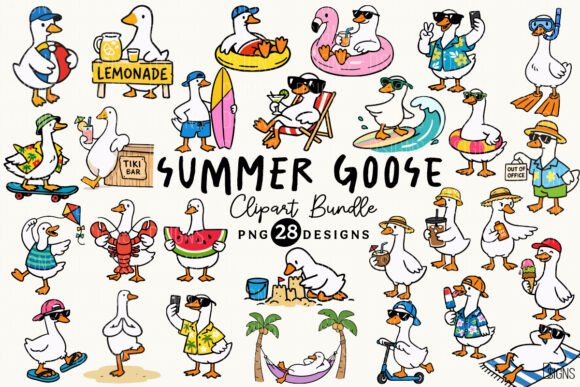 Summer Goose Funny Beach Bundle PNG Graphic Illustrations By DSIGNS