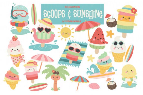 Summer Treats Clipart Set Graphic Illustrations By poppymoondesign