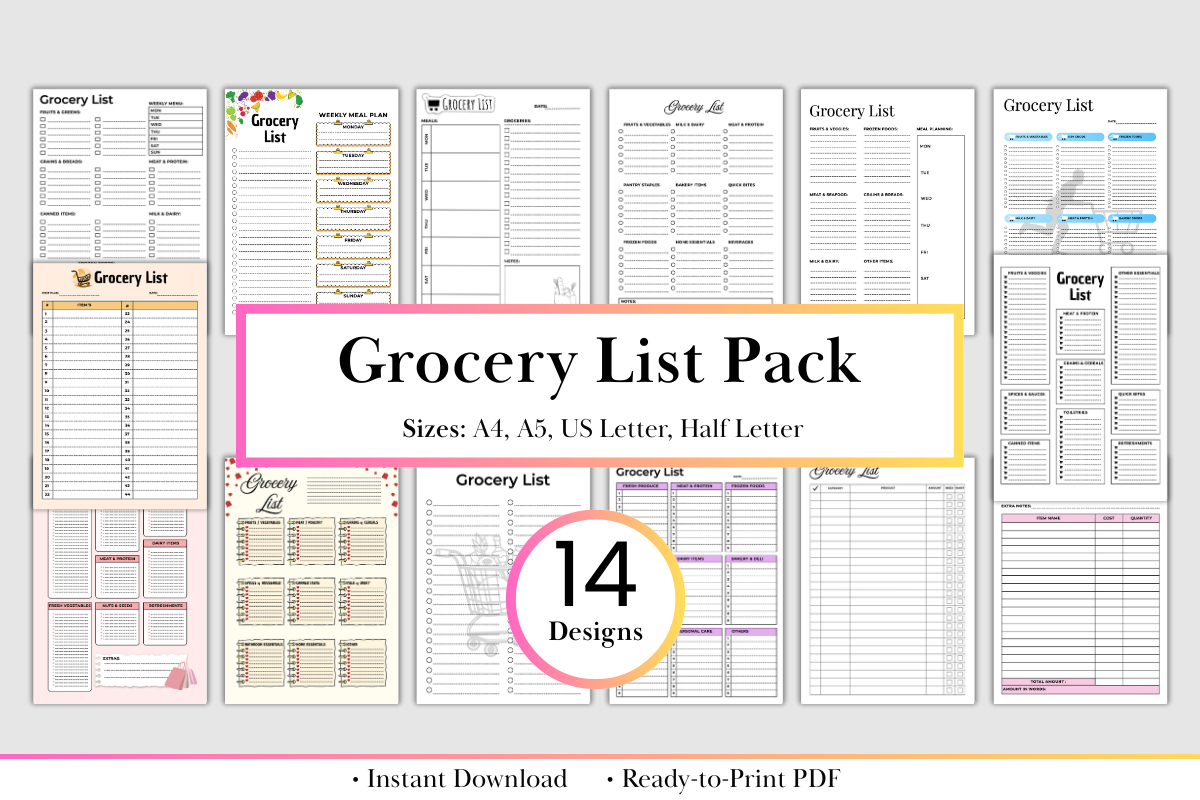 Ultimate Grocery List Bundle | Printable