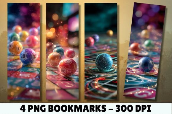 Artistic Bingo Balls Bokeh Bookmark PNG